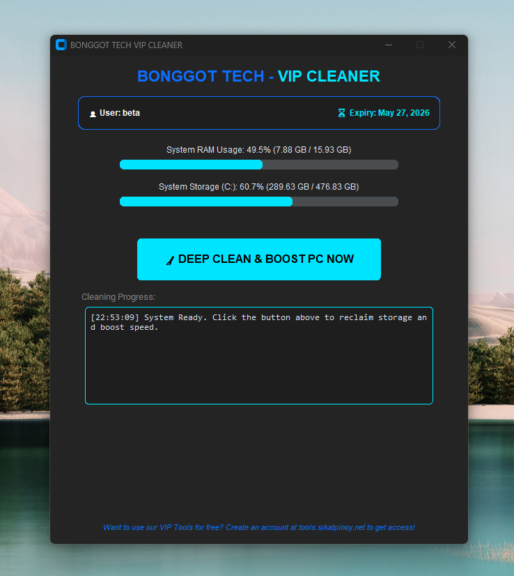 Bonggot Tech VIP Cleaner GUI